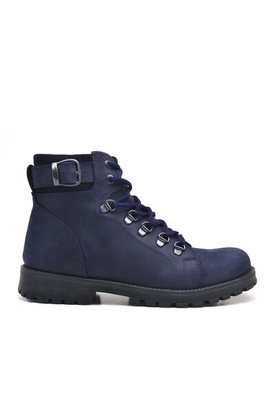 Rakerplus Griffon Genuine Leather Navy Blue Zippered Boots