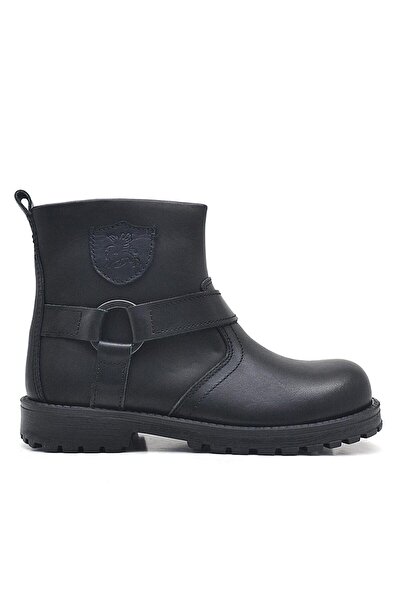 Rakerplus Chiron Genuine Leather Black Zippered Children's Boots