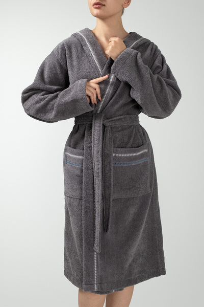 COTTONMANIA Profundo Robe Space - رداء حمام بغطاء للرأس للجنسين مصنوع من القطن بنسبة 100% بتصميم عصري وناعم للغاية