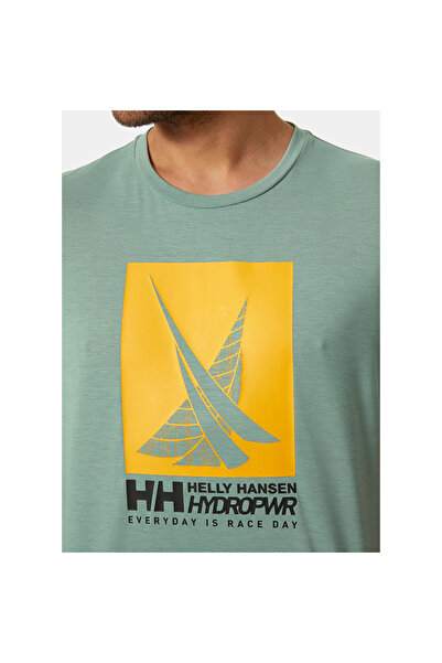 Helly Hansen Ανοιχτό πράσινο ανδρικό μπλουζάκι με λαιμόκοψη με στάμπα HHA.34419_HP RACE GRAPHIC