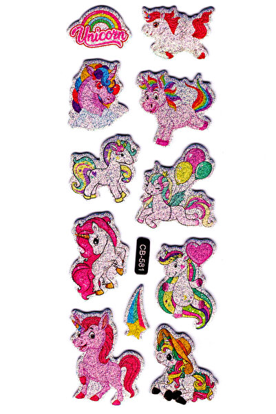 Limmy Autocolant în relief cu model Unicorni Caiet și autocolant pentru plani...