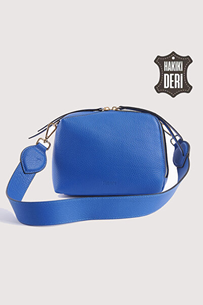 SİMORE Hakiki Deri Kadın El Çantası Mavi SMR9220