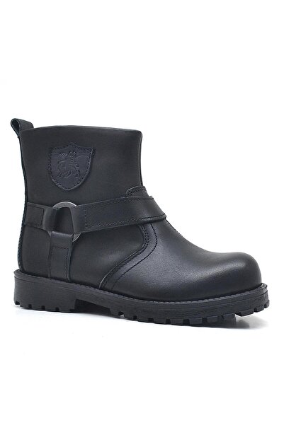 Rakerplus Chiron Genuine Leather Black Zippered Children's Boots
