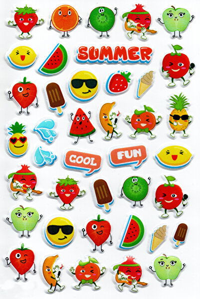 Limmy ملصق منقوش بحجم A4، ملصق مخطط، -(lim102) - فواكه الصيف الصيفية