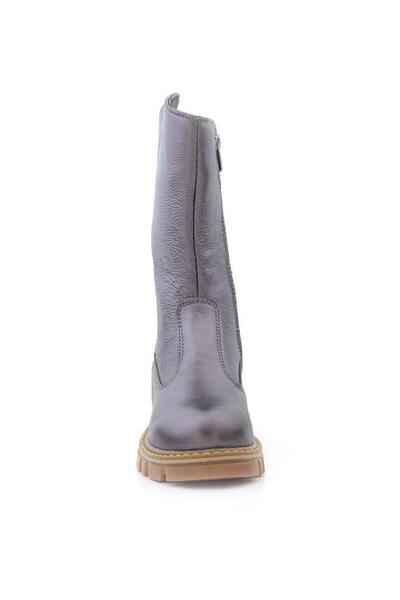 Rakerplus Genuine Leather Platinum Zippered Long Girl's Boots
