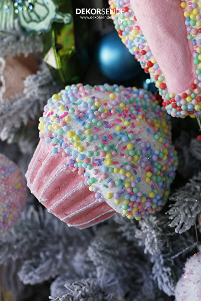 Dekorsende Χριστουγεννιάτικο Στολίδι Cupcake Ροζ 15 εκ