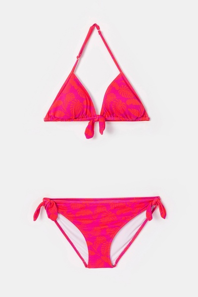Woody Pink Leaf Printed Women's Bikini-Yac 961