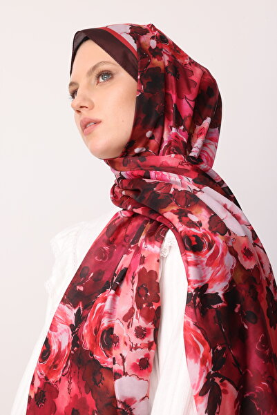 Mooncorn Burgundy Rossel Pattern Cotton Shawl