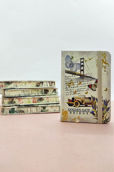 Limmy Nostalgic Retro Istanbul A7 Notebook - Elastic Pocket Cream
