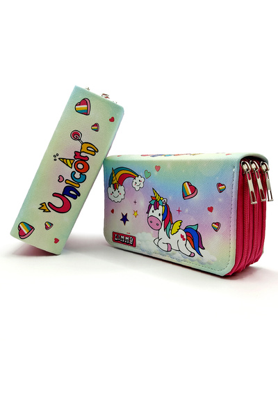 Limmy Unicorn Candy Themed Modelist Pencil Case Pencil Case Vegan Leather Three Compartment Pen Holder