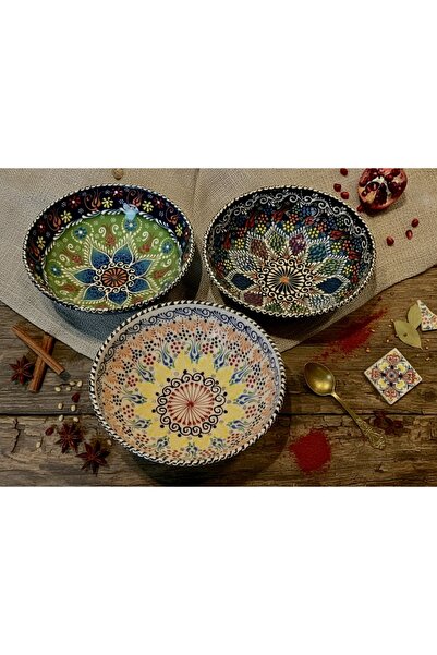 qtahya homes queen of kütahya 25 cm meyve kasesi Otantik Çini Desen Dantel Kase