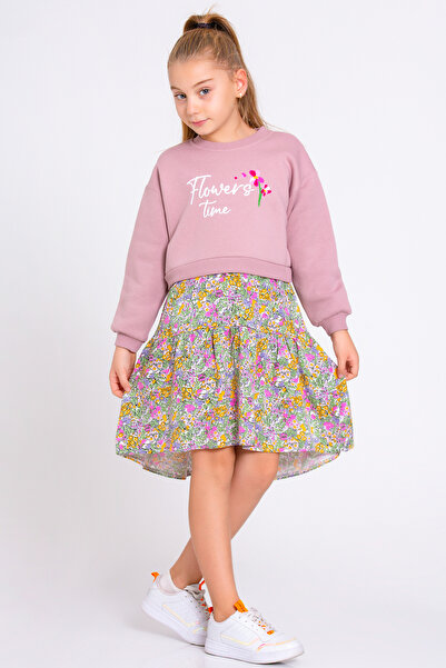 Smile Kids فستان بناتي بطبعة زهور داستي روز فلاورز تايم من 5 إلى 9 سنوات - 23...