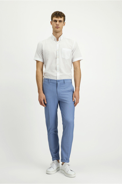 Kiğılı Super Slim Fit Ekstra Dar Kesim Likralı Çizgili Klasik Kumaş Pantolon