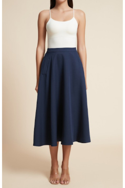 Yola تنورة ميدي سادة بكشكشة