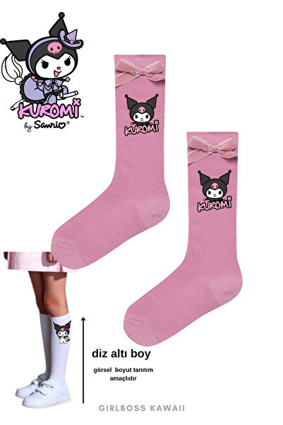 Girlboss Kawaii جوارب كورومي طويلة حتى الركبة مع شريط مخملي
