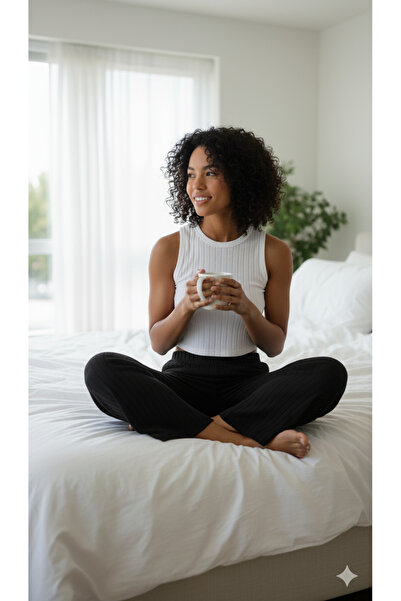 chiara grazia Pantaloni de pijama interlock cu textura moale