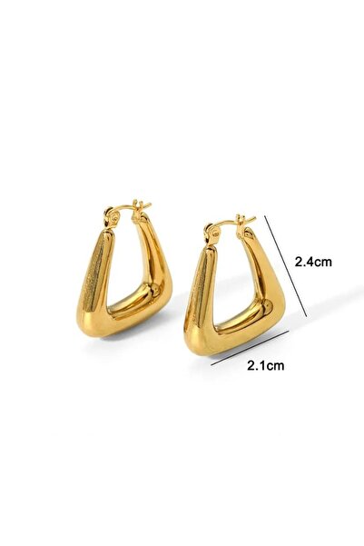 DEMOKAN Kadın Çelik Küpe U Model Halka Küpe