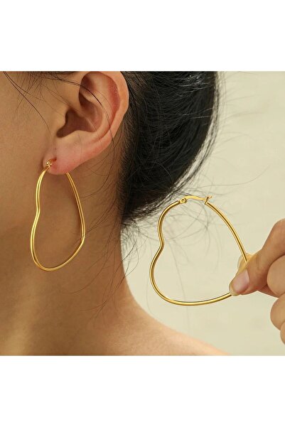 DEMOKAN Kadın Küpe İnce Halka Kalp Küpe