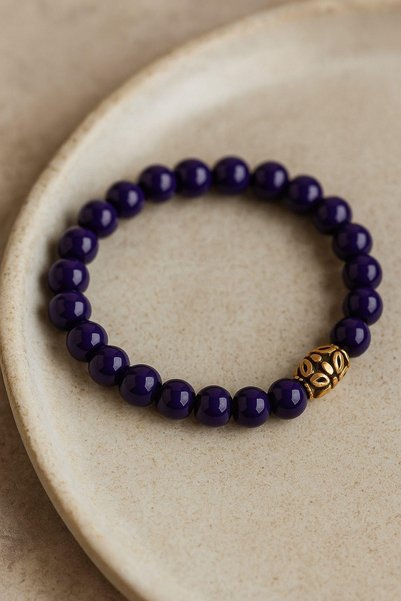 Güçlü Kuyumculuk Unisex Bracelet 8 mm Glass Stone Beads Women Men Bracelet Elastic String