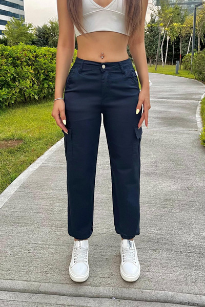 BİKELİFE Lacivert Kargo Cepli Gabardin Kumaş Pantolon