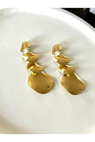 DEMOKAN Women's Set of 4 Round Anti-Tarnish Earrings - Length Slope Detailed