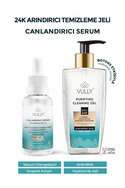 VULLY 24k Altın Parçacıklı Yüz Temizleme Jeli +Kırışık Karşıtı-Sebum Dengeley...