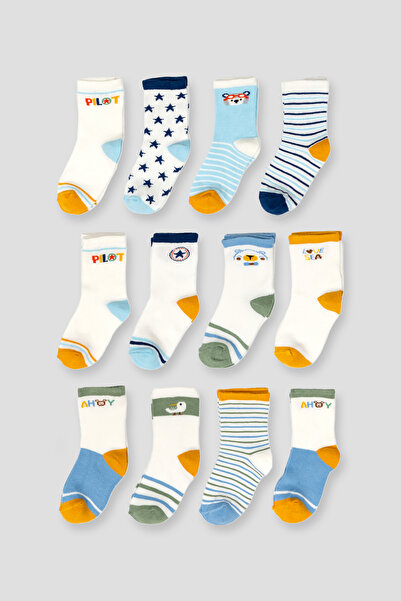 Defne Baby 12 زوجًا من الجوارب القطنية للأولاد والأطفال