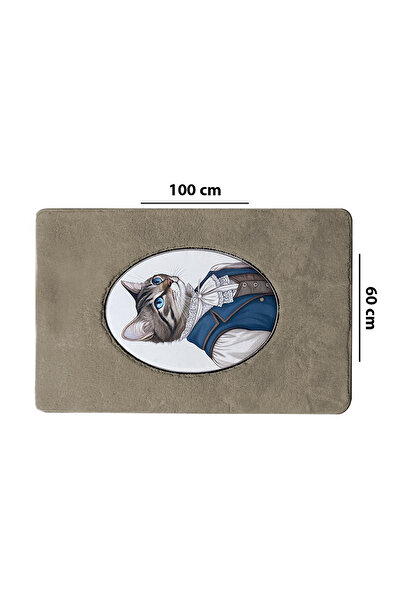 Chilai Home Modcat Taş 2li Nakışlı Banyo Paspası ,Kaymaz Tabanlı 60x100 50x60 cm