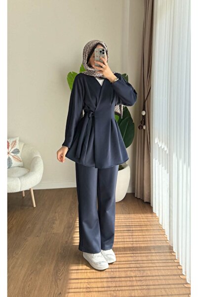 RFK Butik بدلة سكوبا مزدوجة للنساء باللون الأزرق الداكن