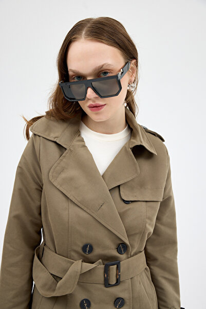 Rays 3033A Bel Bağlama Detay Trençkot Haki