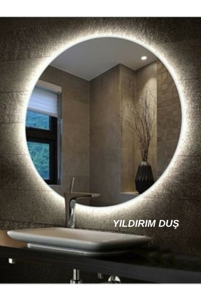 Yıldırım Duş 60 cm Oval Trafolu ve Metal Askı Aparatlı Beyaz Ledli Banyo/Makyaj Aynası
