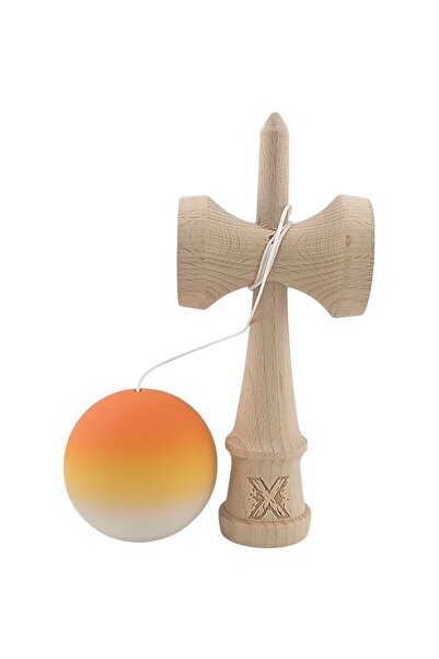 Bibilel Kids Kendama X Original Professional Wooden Rubber Grip 18 cm Orange/Yellow/White