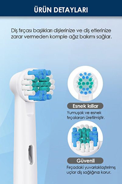 Beatitude Oral B Uyumlu Şarjlı Pilli Diş Fırçası 8 Adet Yedek Başlık Oral B Uyumlu Yedek Fırça Başlık
