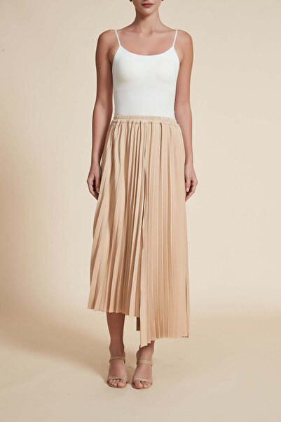Yola Asymmetrical Pleated Midi Skirt
