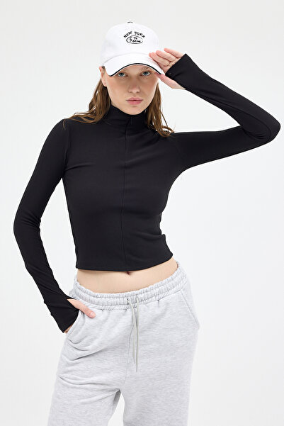 Rays Μαύρο κορμάκι με φερμουάρ με μισό ζιβάγκο 2447