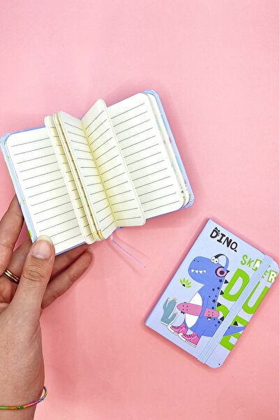 Limmy Dinozaur A7 - Caiet de buzunar cu notițe și elastic, violet