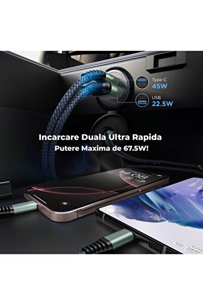 Timebox Car Charger Fast Charge 67W 1 x USB QC 3.0 Type-C Durable Material - Zinc Compatible with