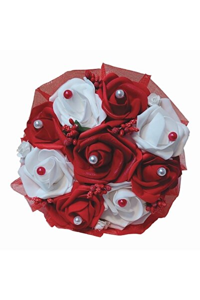 OEM Buchet cununia civilă cu 9 trandafiri din latex intercalați albi și roșii