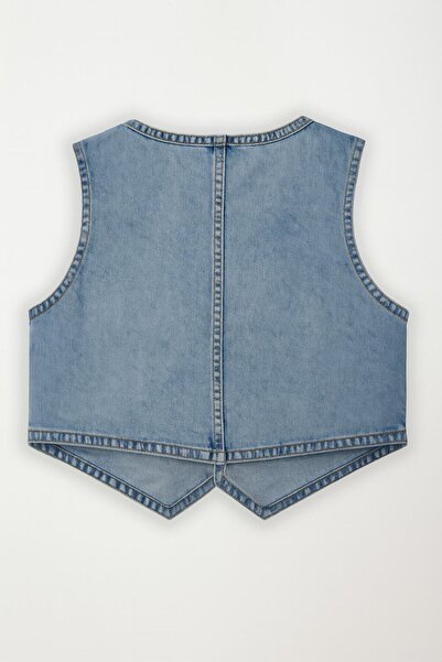 Bluewhite Women's Buttoned Jean Vest