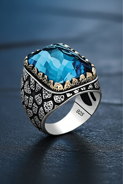 Takıdepo Mavi Zirkon Taşlı Gümüş Yüzük