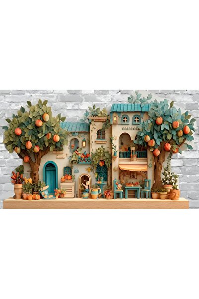 TuraLazerKesim 2D Düz, Çok Amaçlı Ahşap Anahtarlık, Dört Metal Kancalı, Duvar...