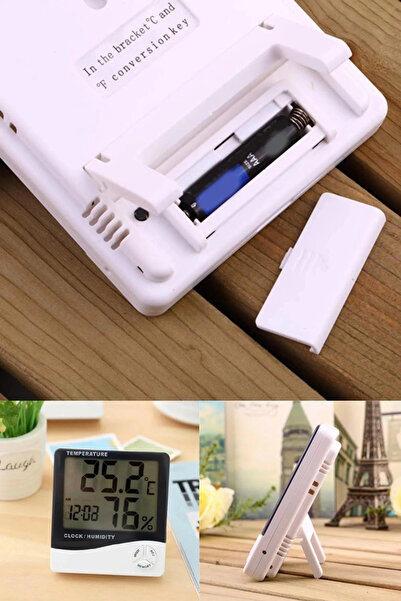 Askımo Çok Fonksiyonlu Lcd Dijital Ekranlı Duvar Ve Masaya Uygun Standlı Nem Derece Masa Saati Termostat