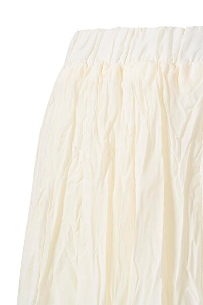 FACETTE Fusta midi de damă ecru cu talie elastică