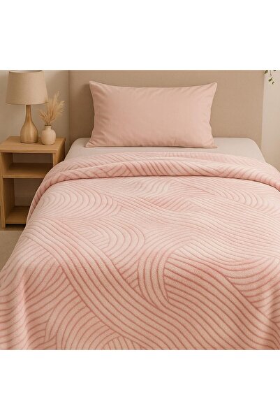 Elega Decor Jacquard Flannel Blanket – Single (150x200 cm) – Abstract Leaf Embossed, Lavender