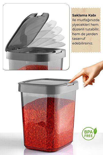 MYBOX 2'li Mega Un Bakliyat Erzak Kabı Kilit Kapaklı Deterjanlık Toz Deterjan Saklama Kutusu 6 Lt