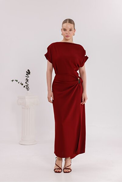 SHINING STAR Mulier Kısa Kollu Tokalı Elbise 9020