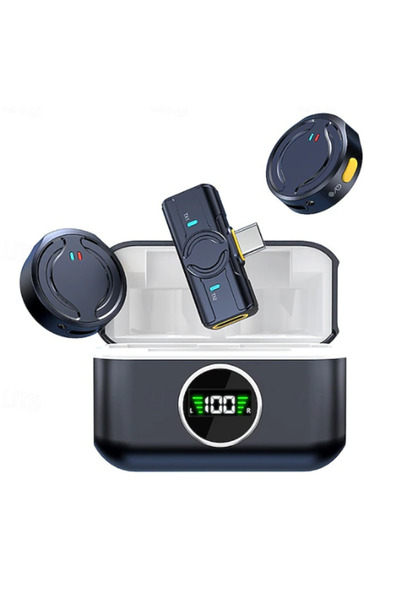 Datastar Type-C & Lightning Uyumulu Gürültü Önleyici Mıknatıslı Kablosuz Yaka Mikrofonu