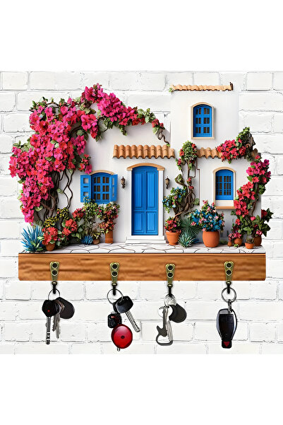 TuraLazerKesim سلسلة مفاتيح خشبية مسطحة ثنائية الأبعاد متعددة الأغراض، مع أرب...