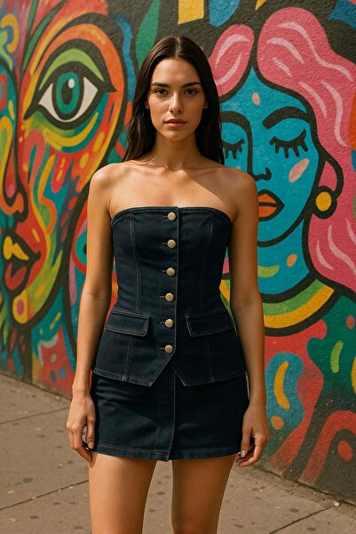 Bluewhite Blue White Kadın Denim Büstiyer