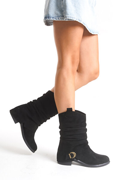 LUQSE SİYAH SÜET YENİ TREND KADIN ÇİZME